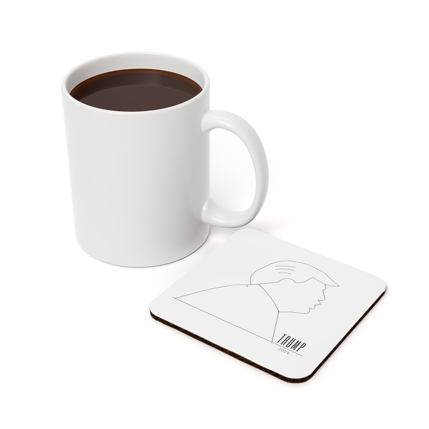 Trump Line Drawing Cork Back Coaster
